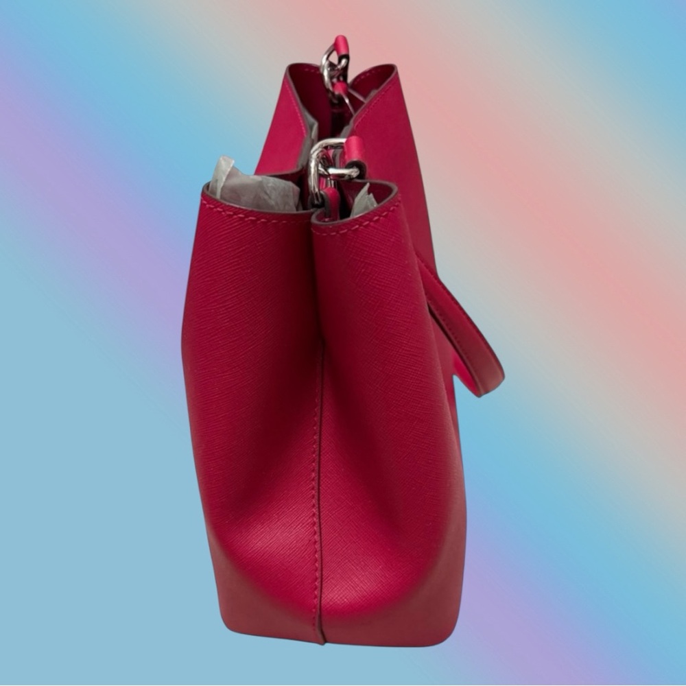 🦄 Michael Kors Pratt Medium Shoulder Bag in Dark Raspberry! - Picture 3 of 6